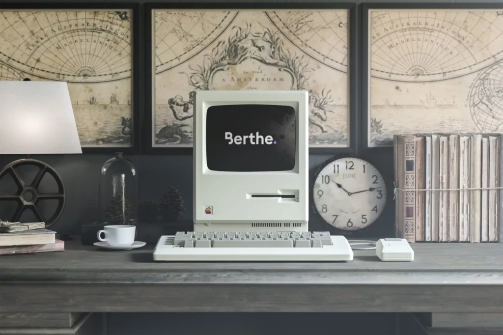Logo Berthe présenté sur un ordinateur ancien